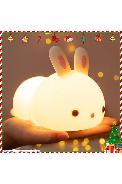 AWH Cute Bunny Night Light, 7-Color Changing, Rechargeable Kawaii Lamp for Kids' Room