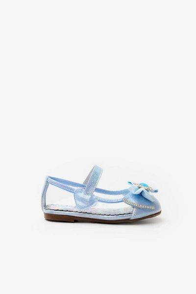 Le Mabelle Blue Transparent Snowflake Bow Girls' Ballerina Shoes