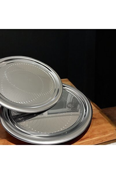 BAYBARS Parlak Krom Sini Sunum Tepsisi 36 cm