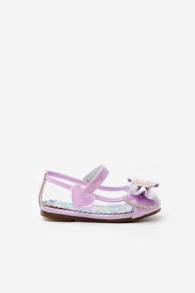 Le Mabelle Lilac Transparent Snowflake Bow Girls' Ballerina Shoes