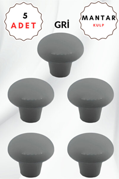 ALPAKS مقبض بلاستيكي على شكل فطر رمادي دائري للأثاث ومقبض للدرج مكون من 5 قطع...