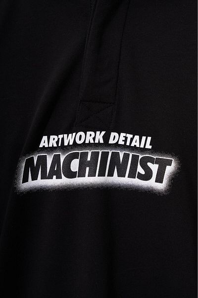 Machinist Ανδρικό μπλουζάκι Polo Neck Oversize - Piping Contrast, Printed, Μαύρο