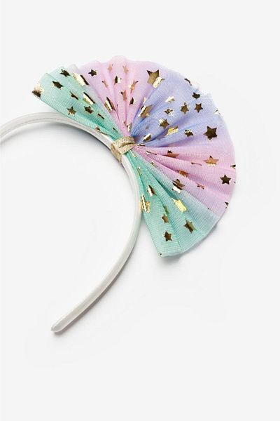 Le Mabelle Multicolored Starry Tulle Bow Girl's Crown
