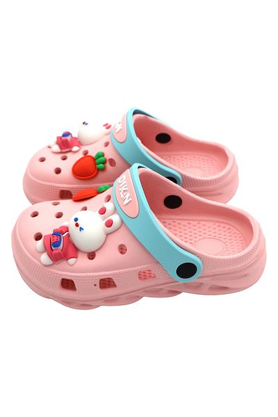 Dukan Kids EVA Clogs Non-Slip | Toddler Non-slip | Comfortable | Cute | Lightweight - White with Jibbitz