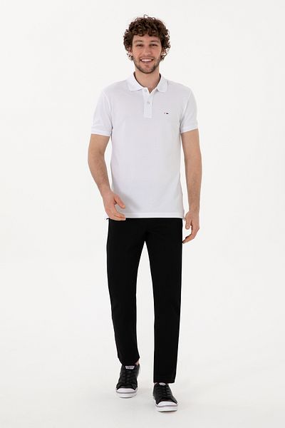 U.S. Polo Assn. Ανδρικό μαύρο παντελόνι από καμβά Slim Fit 50309126-vr046