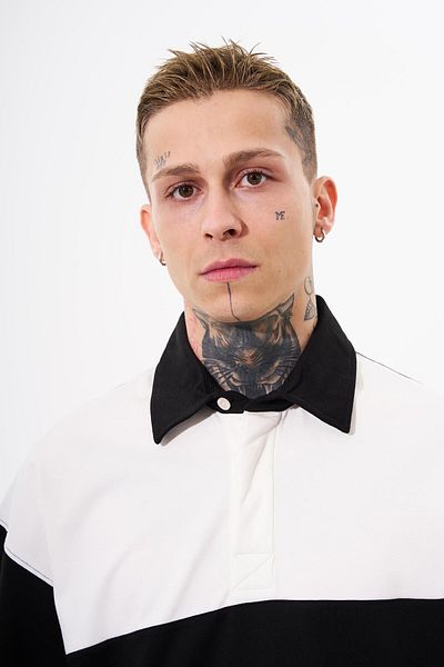 Machinist Ανδρικό Be Yourself Polo Neck Oversize Μαύρο T-Shirt