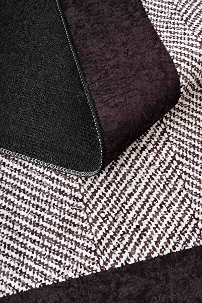 Oriente Home Jüt Desenli Yolluk Gri Siyah Beyaz Yıkanabilir Kadife Kaymaz Taban Salon Halısı 8376