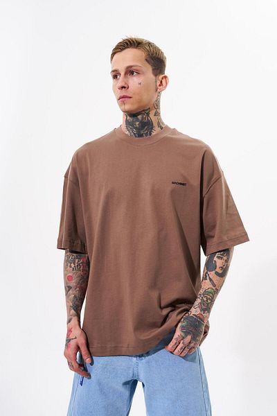Machinist Ανδρικό μπλουζάκι Basic Cotton Oversize καφέ