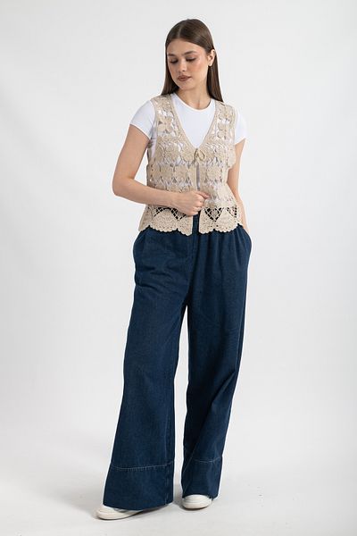 Hatun Atila Vestă acrilic pentru femei Hatunatila Ecru - 5158