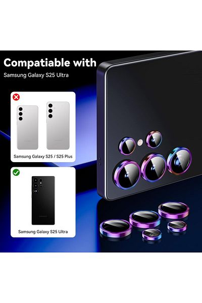 AWH Camera Protection for Samsung Galaxy S25 Ultra, 9H Hardness, Military Grade (Colourful)
