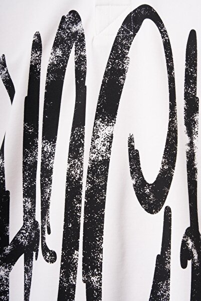 Machinist Ανδρικό μπλουζάκι με λαιμόκοψη εκρού Polo Oversize - Ψηλό εμπριμέ