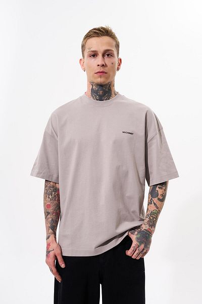 Machinist Ανδρικό μπλουζάκι Basic μονόχρωμο βαμβακερό oversize γκρι