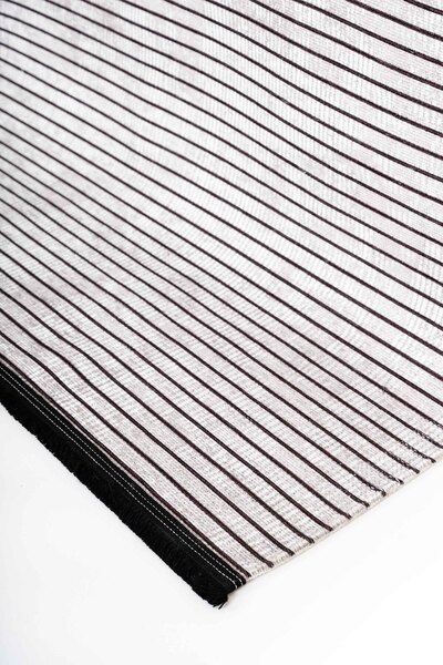 Oriente Home Line Patterned Runner Gray Black White Washable Chenille Fringed Non-Slip Base Living Room Carpet 8377