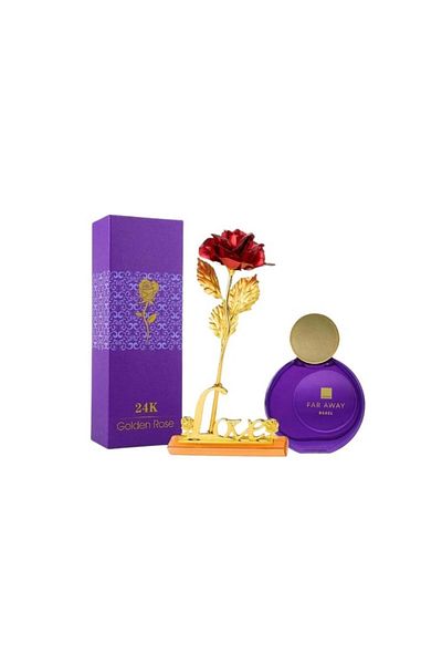 AVON Red rose with stand + Far Away Rebel