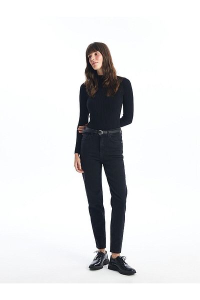 LC Waikiki Γυναικείο τζιν παντελόνι LCW Jeans Mom Fit με ζώνη μέσης