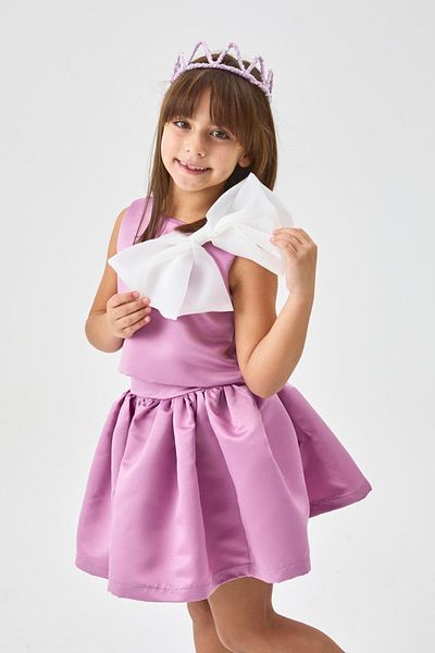Le Mabelle Lilac Organza Bow Girl's Double Suit - Gale