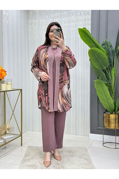 GK Σετ τουνίκ 3 τεμαχίων Sandy Chiffon Plus Size