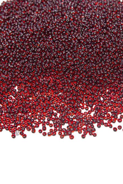 Serhat Aksesuar ve El İşçilik 100 جرام من الخرز باللون الأحمر الداكن رقم 06