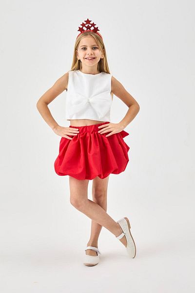 Le Mabelle Red Anna Girl Balloon Skirt