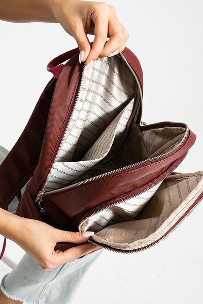 KunduraHane MEGA Women's Satin Fabric Medium Size Multi-Compartment Lined Side Pocket LAPTOP Compartment Backpack