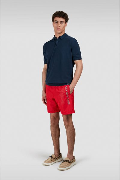 PAUL&SHARK Men's Regular Fit Pocket Shark Logo Red Swim Shorts 25415060 A-577
