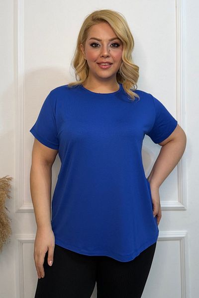 tarzımsüper Tricou cu tunică din bumbac pieptănat cu mânecă scurtă, model confortabil, de mărime mare