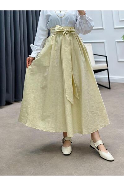 Genel Markalar KURDELE DETAYLI PARAŞÜT ETEK KREM