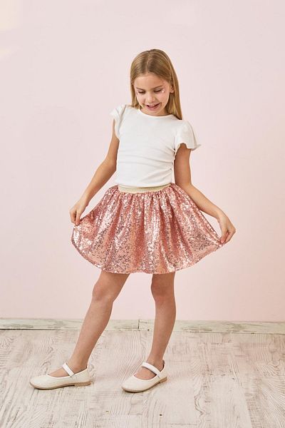 Le Mabelle Rose Sequined Girl's Skirt - Gracie