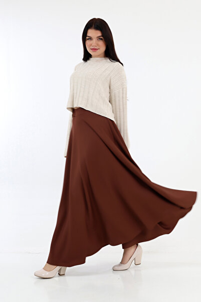 Berel Moda Καφέ Scuba Μονό Φόρεμα Κιλότ