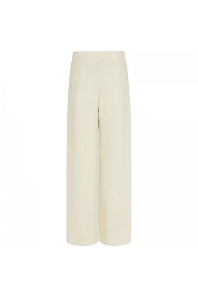 EA7 Eşrek Secrets Fabric Mixed Waist, Elastic Regular Cut Wide Leg Ecru Pants
