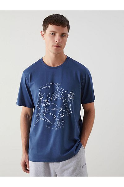 LC Waikiki Ανδρικό μπλουζάκι LCW Crew Neck με εμπριμέ χτενισμένο βαμβάκι