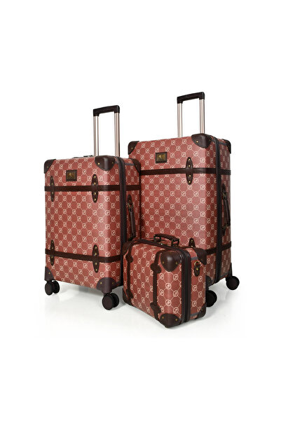 MORANO Morano Classic Leather 4 Piece Luggage Set Navy Blue 28''24''20''14'' Inch