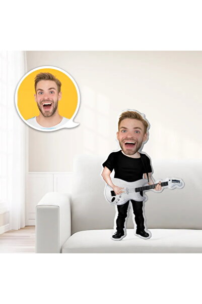 Genel Markalar Kişiye Özel Gitar Çalan Gitarist Şekilli Oyuncak Yastık
