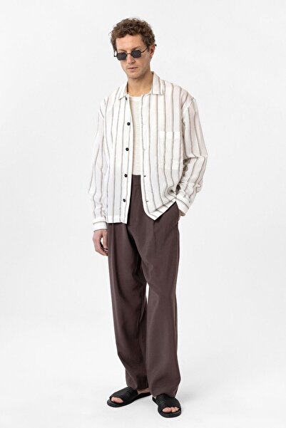 Antioch White Relax Fit Striped Men's Shirt