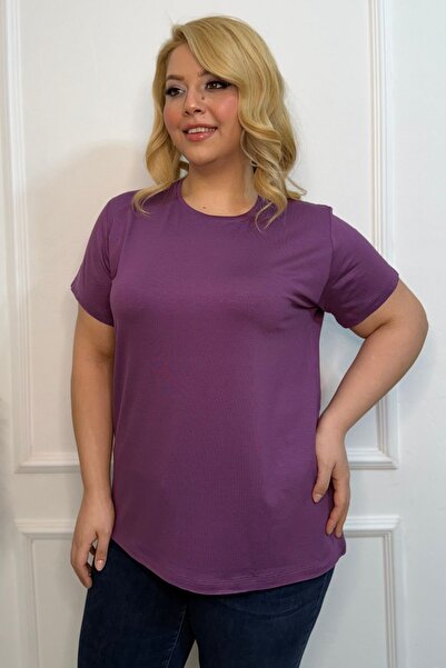 tarzımsüper Plus Size New Season Comfort Model Crew Neck Short Sleeve Combed Cotton Tunic T-Shirt