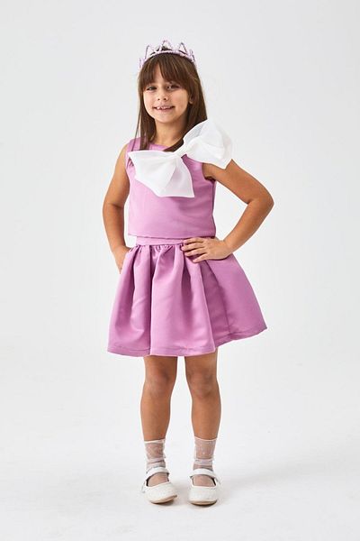 Le Mabelle Lilac Organza Bow Girl's Double Suit - Gale