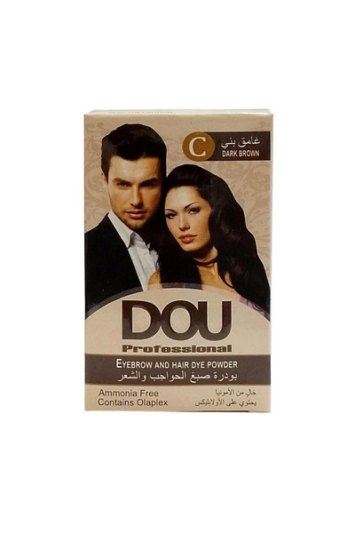 DOU مسحوق صبغ الشعر والحواجب من دو-بني غامق C