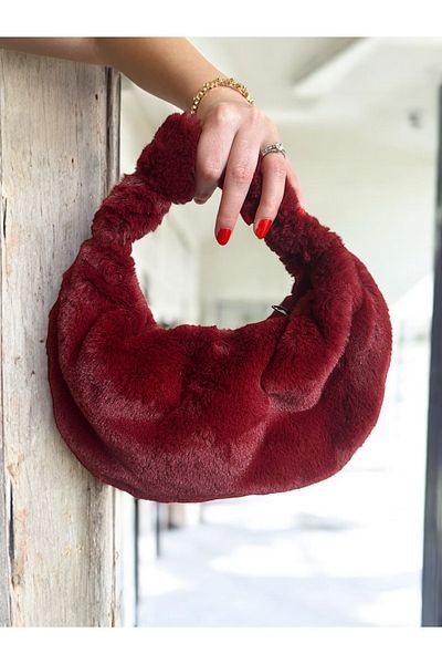 PLUSH STUDIO ISTANBUL Geantă de umăr Puff Pouch, geantă de pluș din păr de iepure