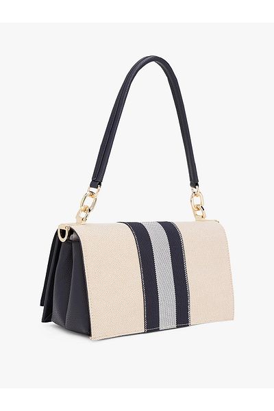 Tommy Hilfiger Dámská plátěná taška přes rameno v tmavě modré barvě s kovovou přezkou a přihrádkou na zip