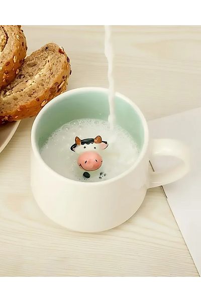 MUKKO HOME 3D Porcelain Mug – with Cute Cow Figure, 350 Ml, Fun and Stylish Design