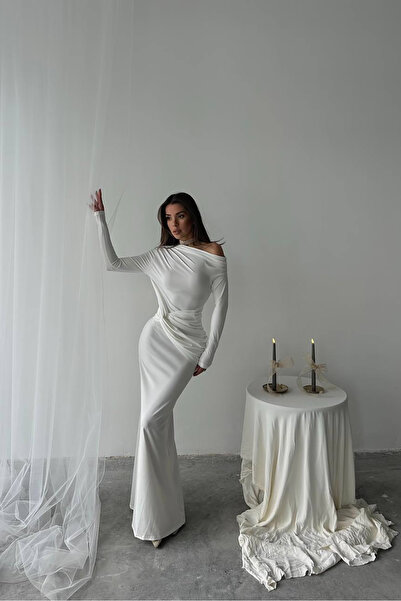 Neşeli Butik rochie maxi lungă cu detaliu de legare pentru femei NBDF0213