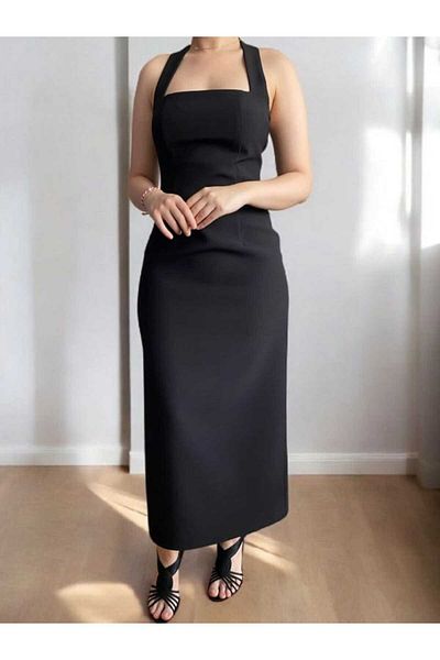 FK PYNAPPEL Halter Neck Slit Long Dress