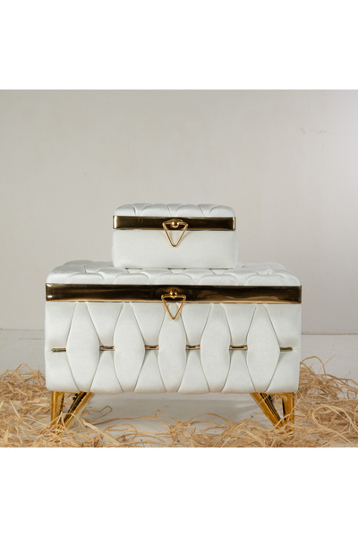 çeyiz sandık atölyesi Çeyiz Sandığı Hasır Model 2'li Ekru