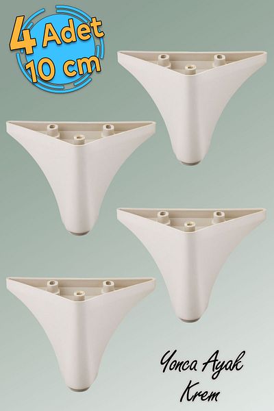 Badem10 Yonca Mobilier Canapea Masuta de cafea Unitate TV Picioare fotoliu 10 cm Crem Picioare de baza (4 buc.)