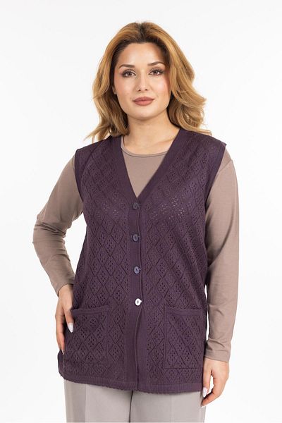 Mutlu City Women's Middle-Aged and Above Mercerized Pocket Buttoned Rolax Mother Vest 750
