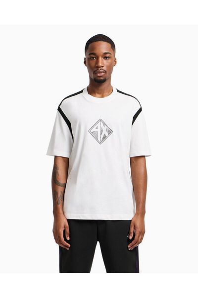 Armani Exchange Ανδρικό μπλουζάκι με κανονική εφαρμογή 100% βαμβακερό στρογγυλό λαιμό AX με λογότυπο λευκό μπλουζάκι