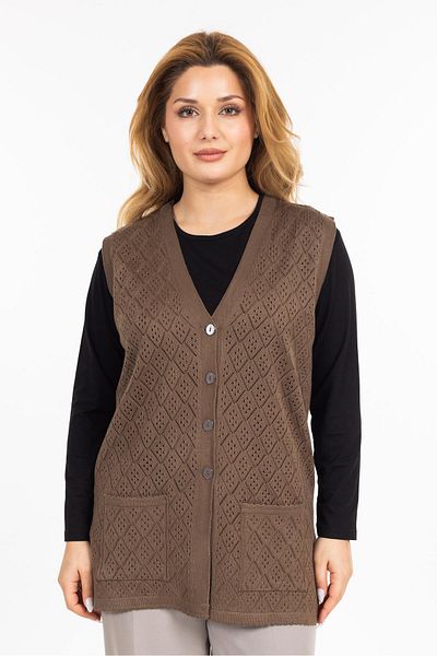 Mutlu City Women's Middle-Aged and Above Mercerized Pocket Buttoned Rolax Mother Vest 750