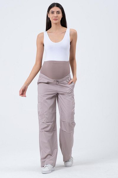 BUSA Maternity Stretchy Tummy Banded Waist Adjustable Parachute Fabric Cargo Pants Powder