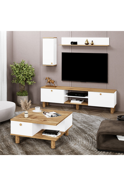 Kalender Dekor Şule Tv Ünitesi, Selin Orta Sehpa Bohem Ayaklı 2'li Takım