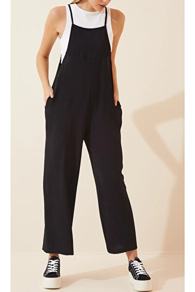 MODAMERSİ Жіночий чорний комбінезон з кишенями Um7019